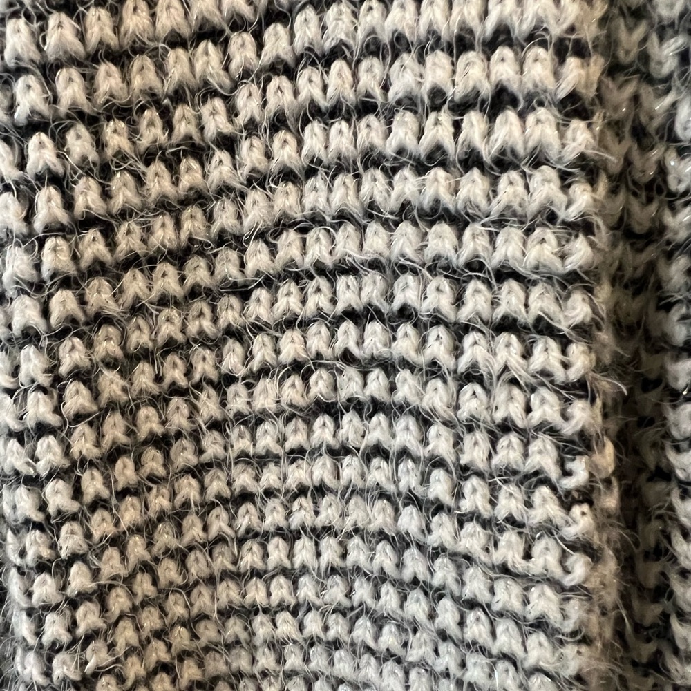 Princess Vera Wang Cardigan Women XL Black White Open Front Fuzzy Metallic Layer - Picture 13 of 14